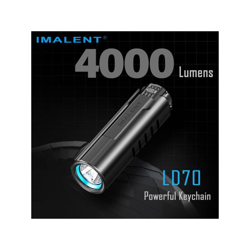 IMALENT LD70 LED Flashlight 4000 Lumens Compact Design for Adventurers Reliable Light Source with OLED Display