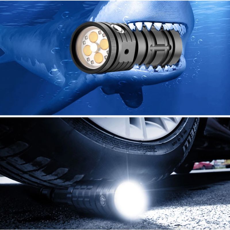 Diving Light Highlight Torch 10000 Lumens Tactical Diving Flashlight 100M Waterproof Underwater Adventure