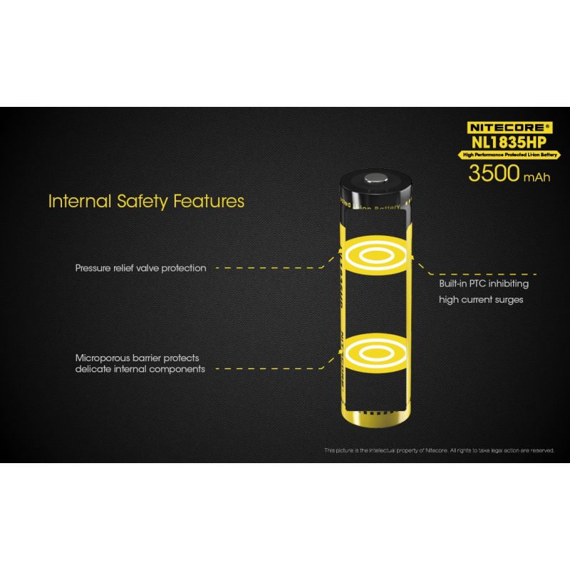 Nitecore NL1835HP 3500mAh Rechargeable 18650 Battery High Performance for Flashlight and Tech Gadgets