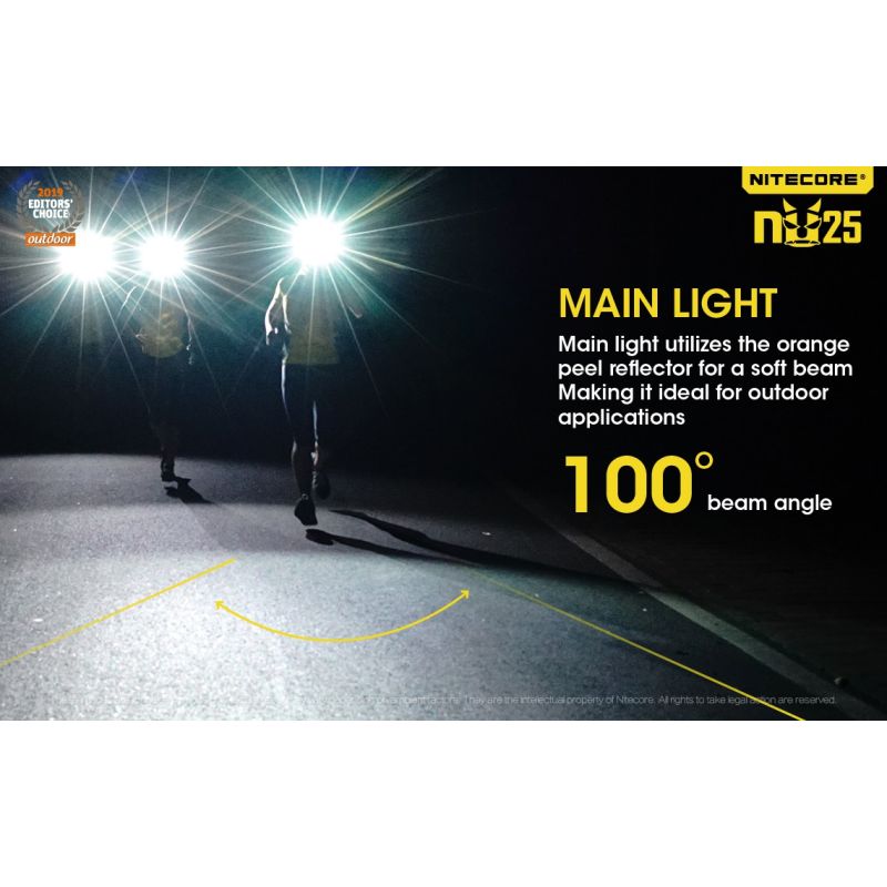 Nitecore NU25 XP-G2 S3 LED Rechargeable Headlamp 360 Lumens Lightweight Adventure Accessory Outdoor Lighting