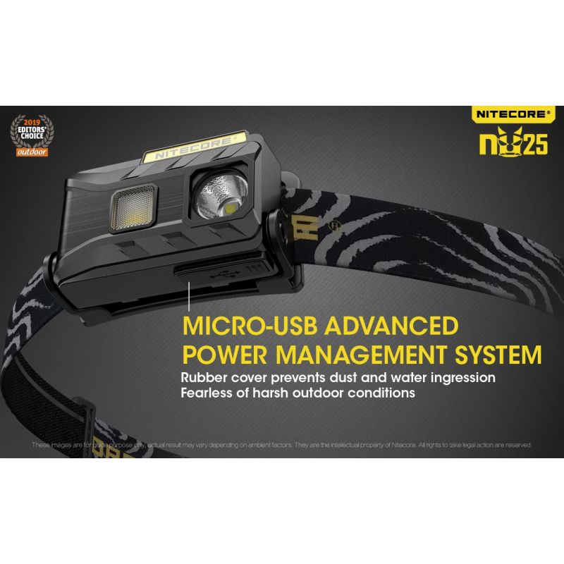 Nitecore NU25 XP-G2 S3 LED Rechargeable Headlamp 360 Lumens Lightweight Adventure Accessory Outdoor Lighting