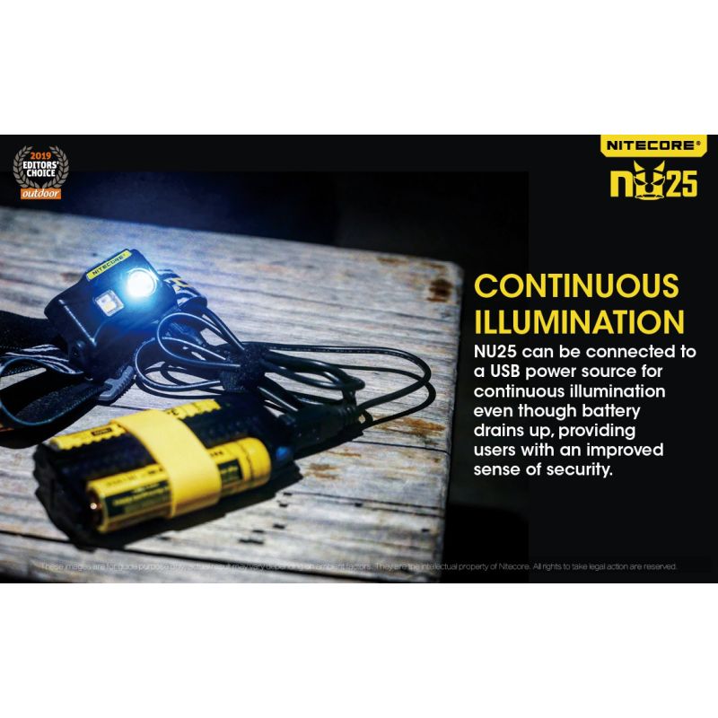 Nitecore NU25 XP-G2 S3 LED Rechargeable Headlamp 360 Lumens Lightweight Adventure Accessory Outdoor Lighting