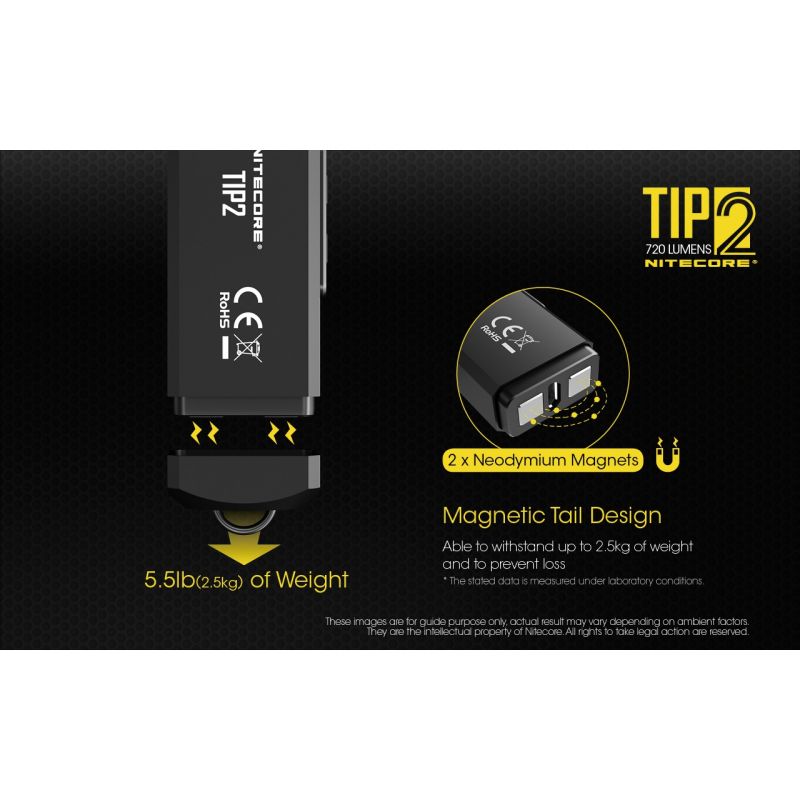 NITECORE TIP2 Keychain Flashlight 720 Lumens USB Rechargeable LED Light for Camping Gear or Everyday Carry