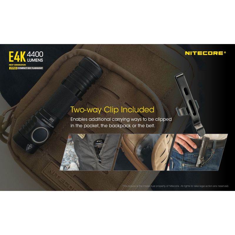 Nitecore E4K 4400 Lumens Compact EDC Flashlight Portable and Durable with Advanced Optical System