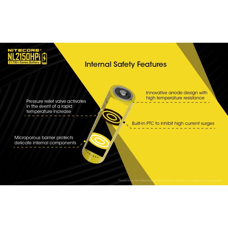 NITECORE NL2150HPi 5000mAh 21700 Li-ion Rechargeable Battery High Performance for Flashlight and Vape