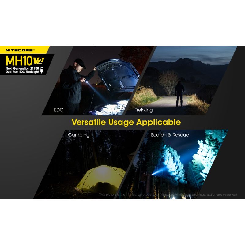 NITECORE MH10 V2 Compact 1200 Lumens LED Flashlight USB-C Charging Durable Adventure Gear High Performance