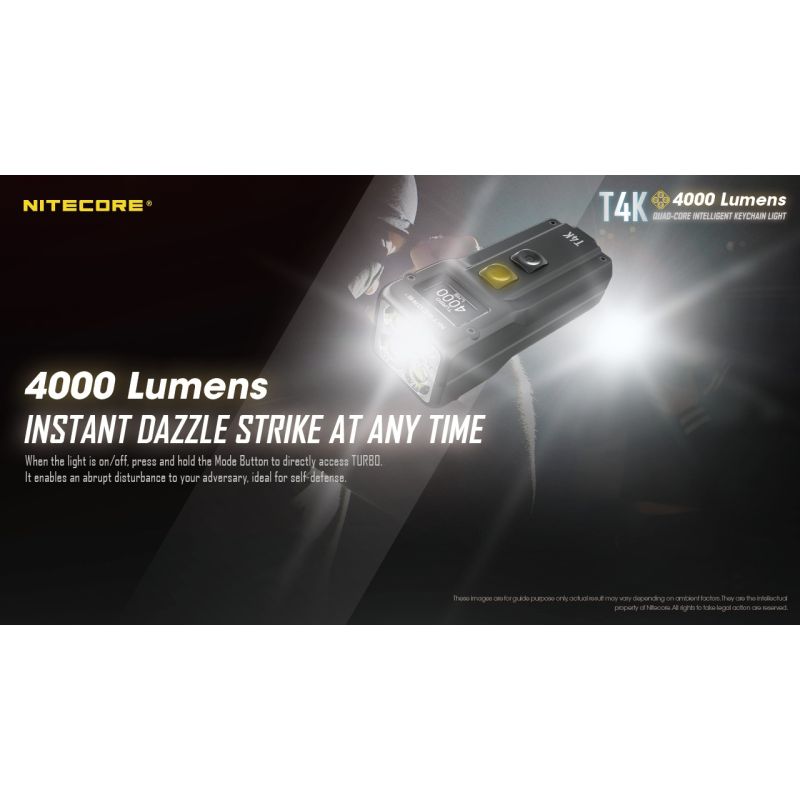 Nitecore T4K 4000 Lumens Portable Keychain Flashlight USB-C Compact Outdoor Gear with XP-L2 V6 LEDs