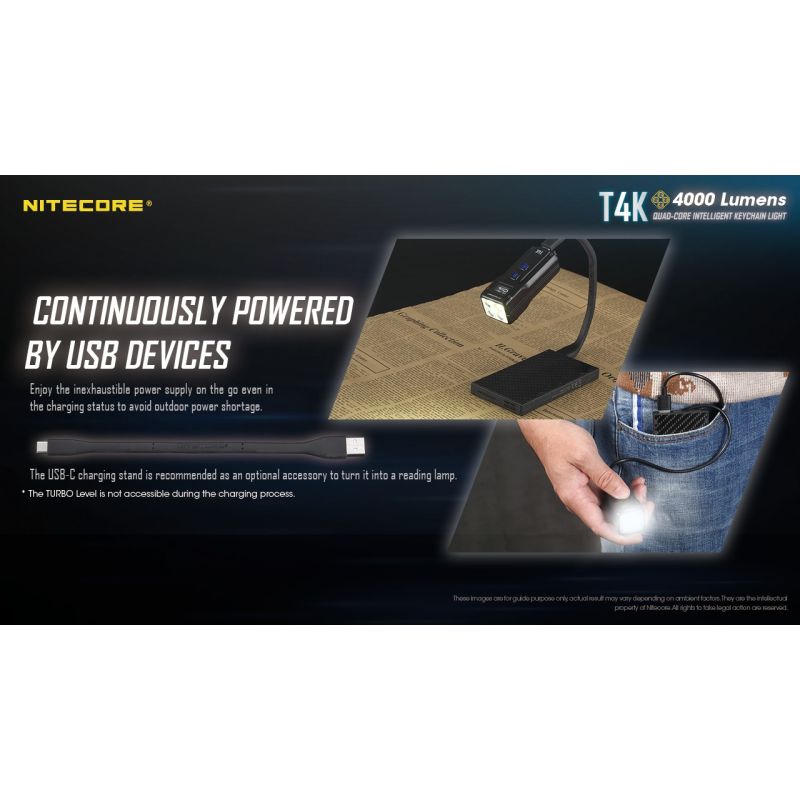 Nitecore T4K 4000 Lumens Portable Keychain Flashlight USB-C Compact Outdoor Gear with XP-L2 V6 LEDs