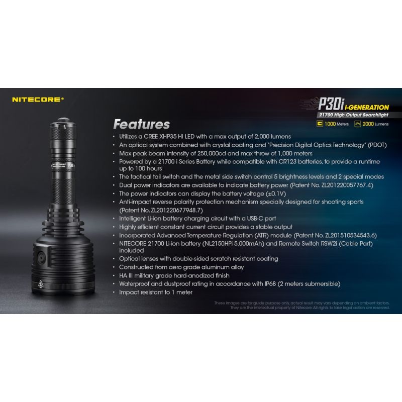 Explore the Nitecore P30i Tactical Flashlight XHP35 HI LED 2000 Lumens with 1000 Meter Beam Rugged Outdoor Lighting
