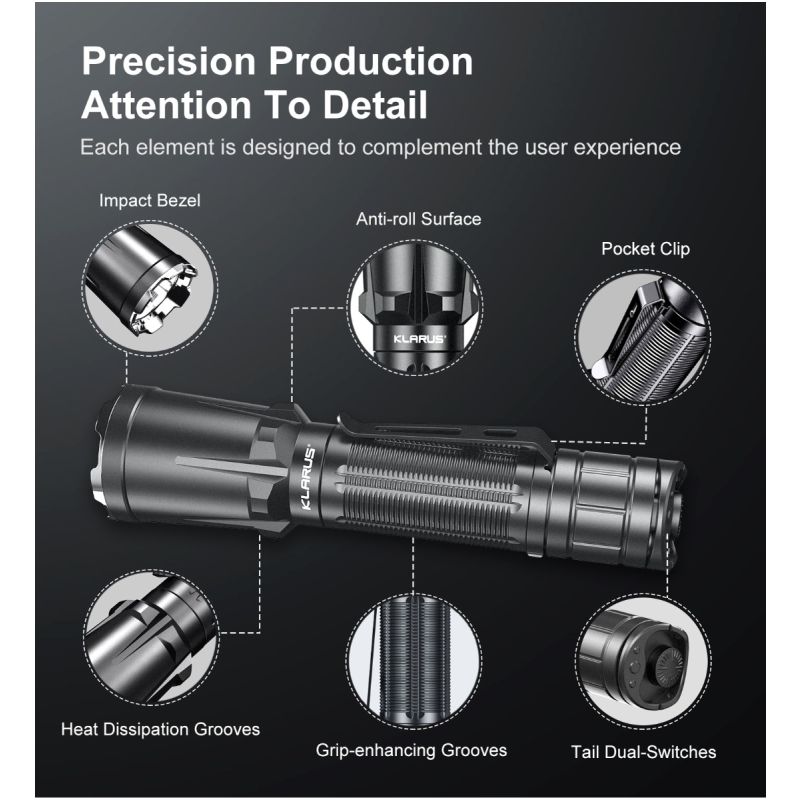 Klarus XT11GT PRO V2.0 USB-C Rechargeable Flashlight 3300 Lumens Tactical Light for Outdoor and Emergency Use