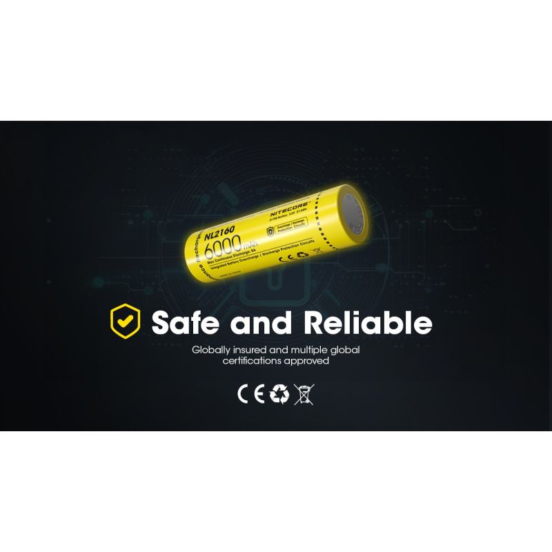 NITECORE NL2160 6000mAh 21700 Li-ion Rechargeable Battery 