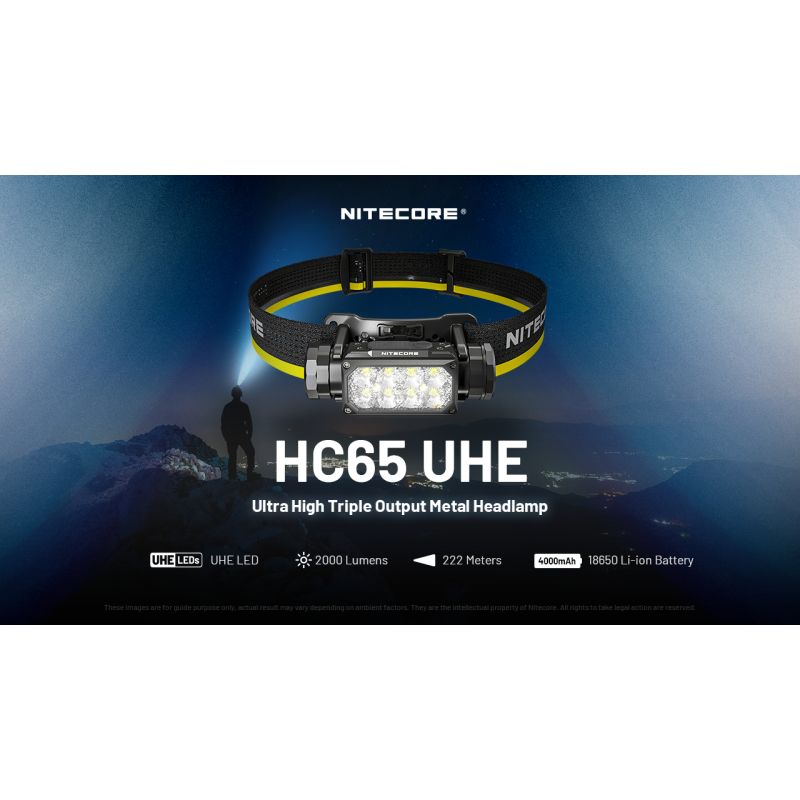 NITECORE HC65 UHE Headlamp 2000 Lumens USB-C Rechargeable LED Headlight for Camping Hiking Long Battery Life
