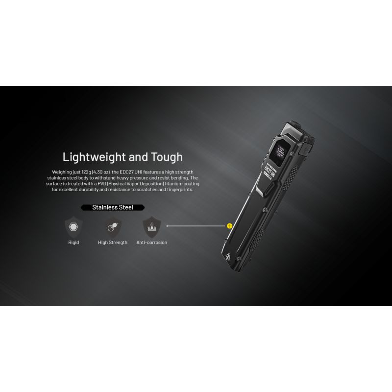 NITECORE EDC27 UHi 3100 Lumens Compact USB-C Rechargeable Flashlight for Camping Emergencies Outdoor Use