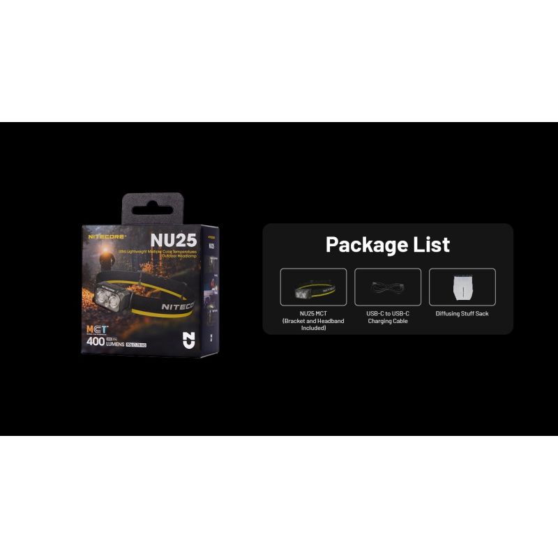 NITECORE NU25 MCT LED Headlamp 400 Lumens USB-C Rechargeable Lightweight Hiking Gear for Outdoor Enthusiasts