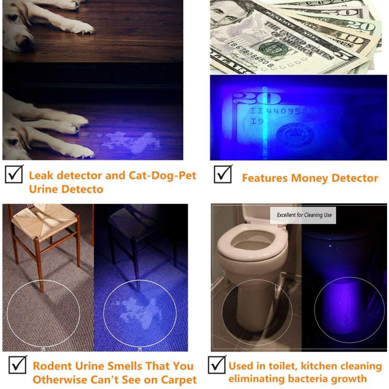 UltraFire WF-502B.2 395nm LED UV Flashlight for Pet Stain Detection DIY Inspection Powerful UV Output Durable