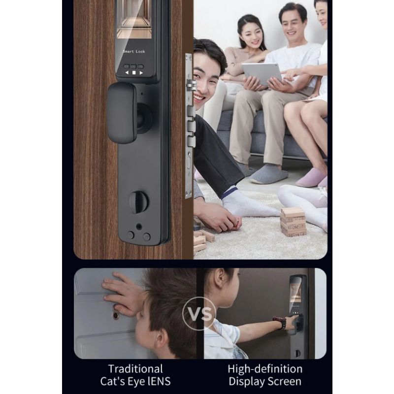 3D Face Smart Door Lock Security Camera Monitor with Intelligent Fingerprint Modern Home Security System