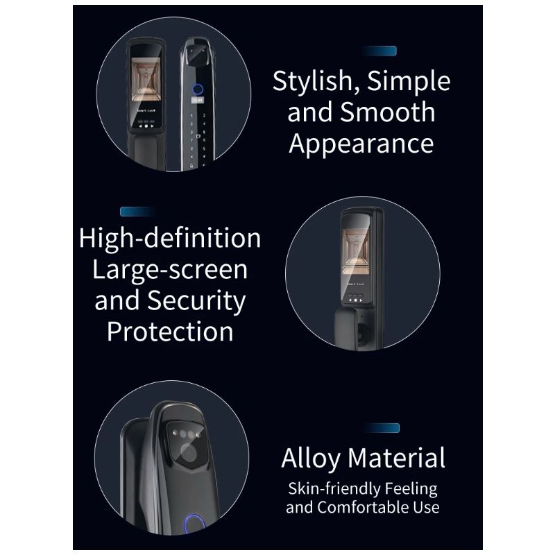 3D Face Smart Door Lock Security Camera Monitor with Intelligent Fingerprint Modern Home Security System