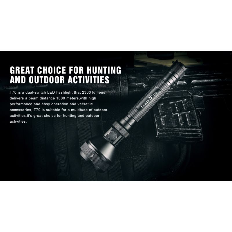 TrustFire T70 Kit High Power 2300 Lumens Rechargeable LED Flashlight Long Beam Camping or Emergency