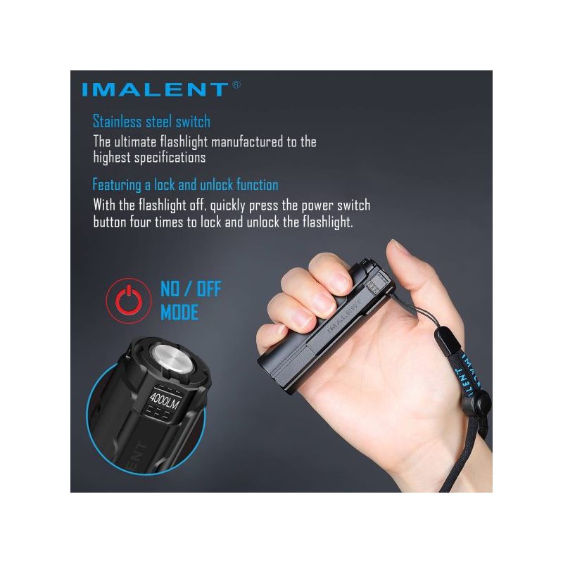 IMALENT LD70 LED Flashlight 4000 Lumens Compact Design for Adventurers Reliable Light Source with OLED Display