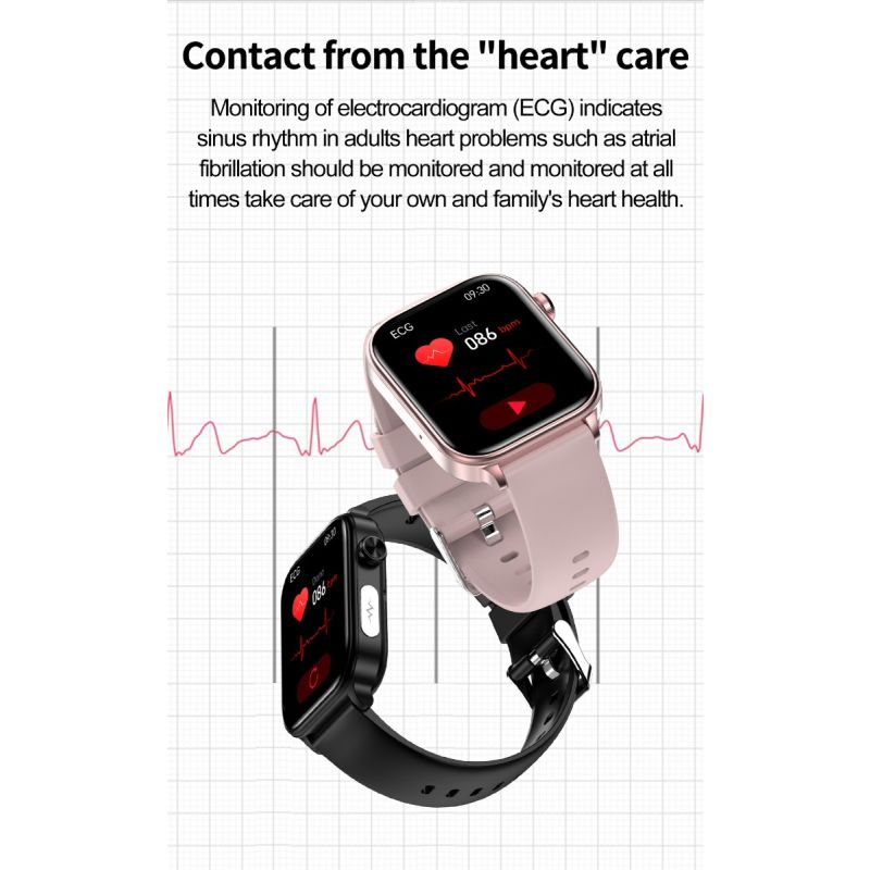 ET570 Blood Glucose Smart Watch ECG Heart Rate Blood Pressure Smartwatch