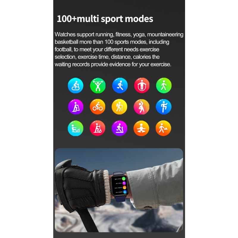 ET570 Blood Glucose Smart Watch ECG Heart Rate Blood Pressure Smartwatch