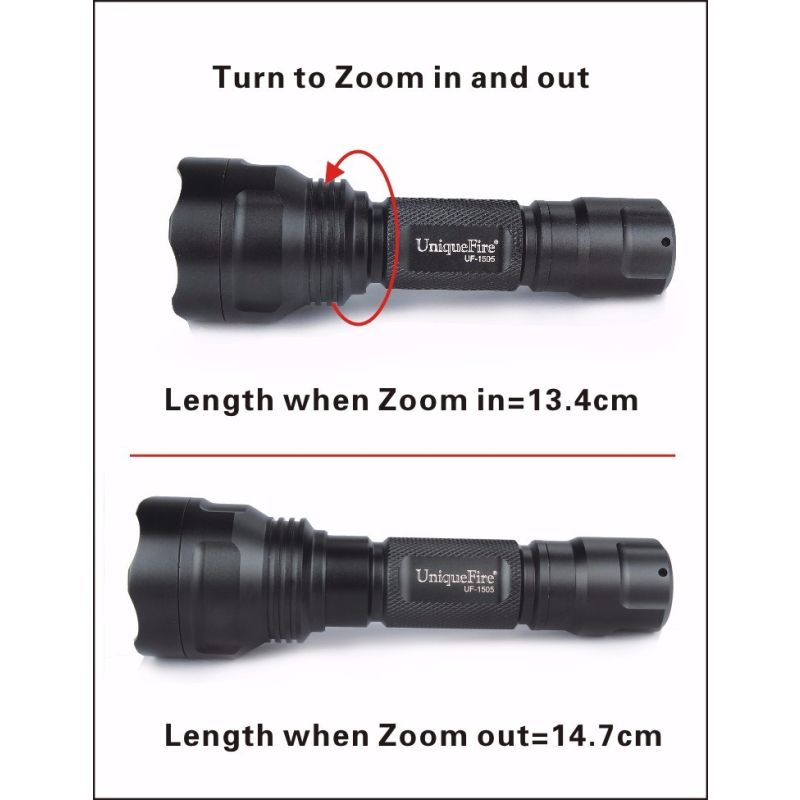 UniqueFire UF-1505 IR 850NM LED Zoomable Waterproof Flashlight Nighttime and Covert Operation Essential