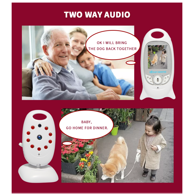 VB601 2.4g Wireless Video Baby Monitor with Two Way Talk Night Vision and Temperature Monitoring