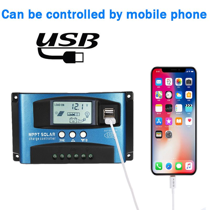 MPPT Solar Charge Controller 30A 40A 50A 60A 100A LCD Display Dual USB Battery Lifespan Extension