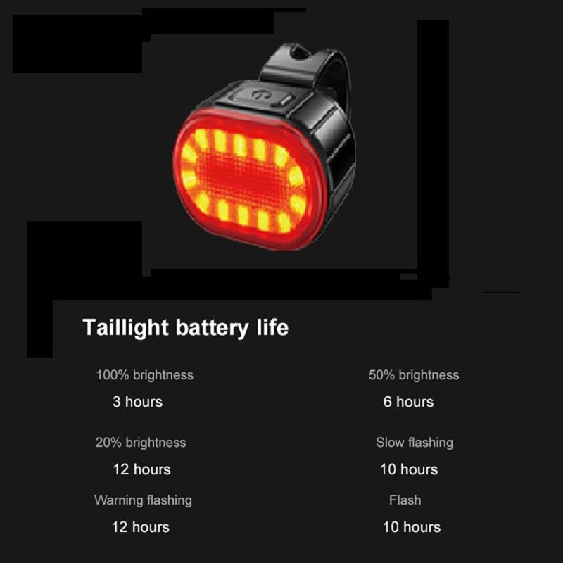 USB Rechargeable Bike Light Set Waterproof LED Urban Cycling Visibility Lightweight Front Light and Red Taillight