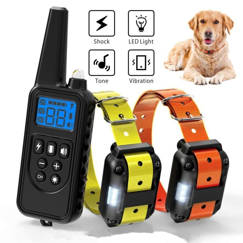 800m Electric Dog Training Collar Waterproof Rechargeable Pet Remote Control with LCD Display Adjustable Modes