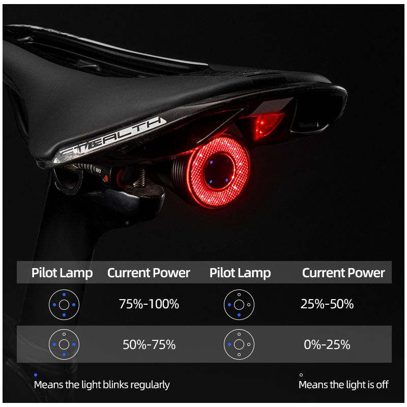 ROCKBROS Q5 Bicycle Smart Light Auto Brake Sensing LED Taillight IPX6 Waterproof Cycling Safety Equipment