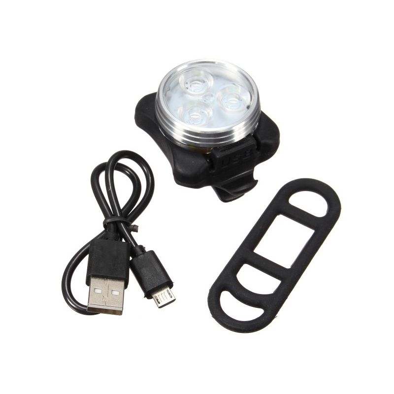 USB Rechargeable Bike Light HJ-030 3 LED 4 Modes Waterproof Front Light Cycling Safety Perfect for Night Rides