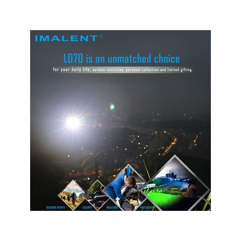 IMALENT LD70 LED Flashlight 4000 Lumens Compact Design for Adventurers Reliable Light Source with OLED Display