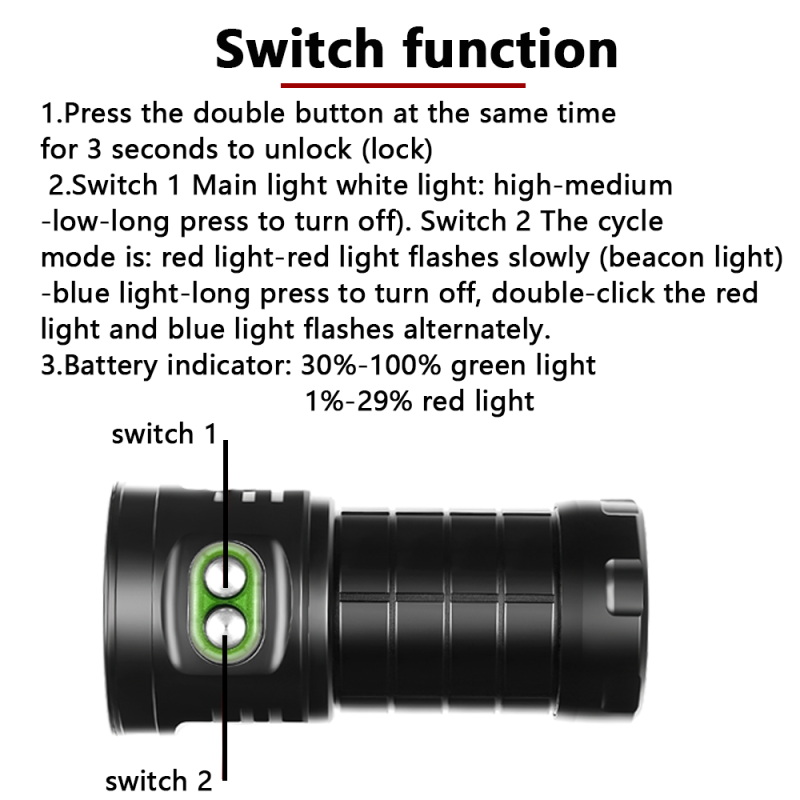 C16 Underwater Diving Flashlight 100M Waterproof LED Torch Perfect for Diving Snorkeling Photography Adventures