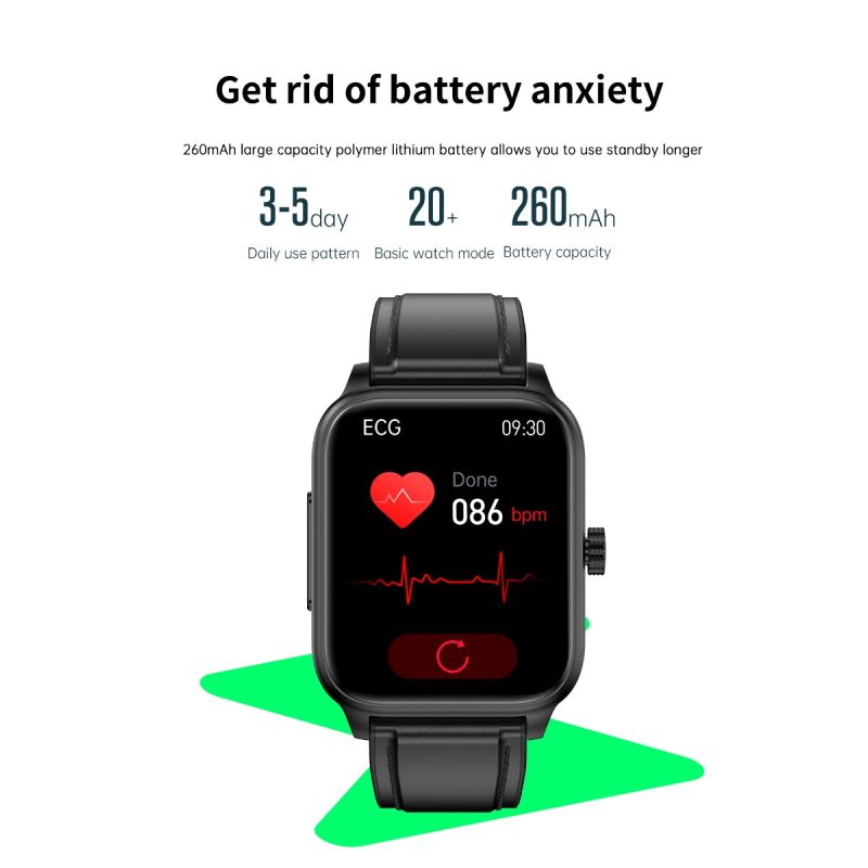 ET540 Blood glucose ECG Body temperature Blood pressure Blood oxygen Heart rate Bluetooth call Smartwatch Fitness Tracker