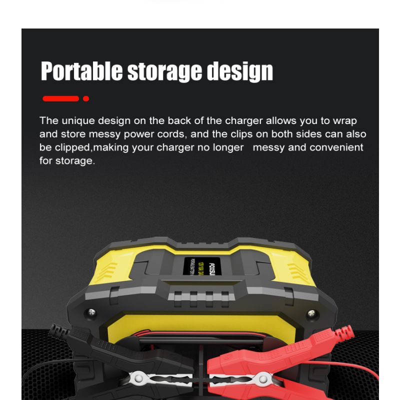 FOXSUR Portable Car Battery Charger 12V 24V Versatile Charger for AGM LiFePO4 Lead Acid Motorcycle Truck