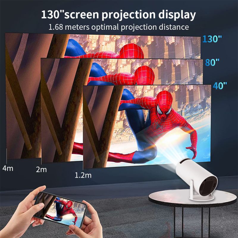 HY300 Android Projector Smart Portable 1280x720P Full HD WiFi 6 Home Theater Versatile Movie Night