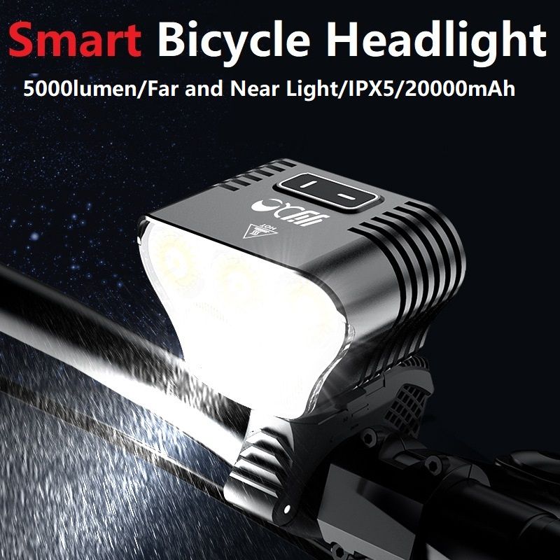 Mangeleyes M5 Mountain Bike Light 5000 Lumens USB Rechargeable 20000mAh Battery Waterproof for Night Riding
