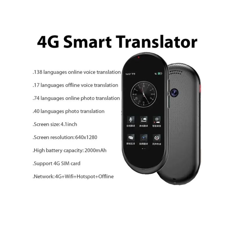 A10 Voice Translator 4.1inch HD Display Multi-Language Travel Companion Seamless Real-time and Offline Translation