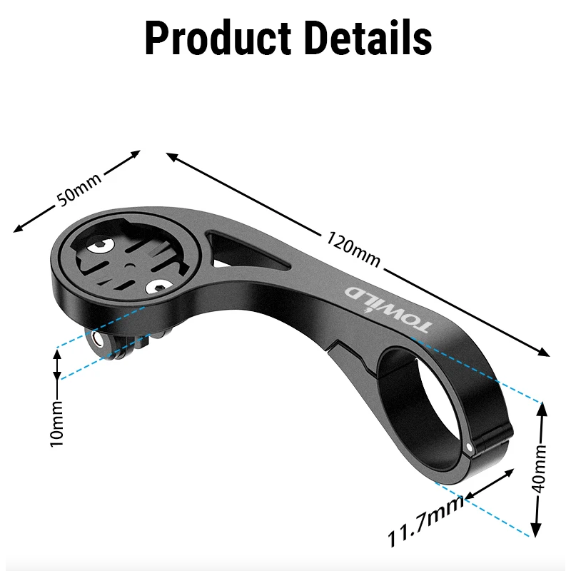TOWILD AS90 Bicycle Handlebar Extended Bracket Bike Headlight Mount Bar Computer Holder Lantern Lamp Support Rack Fiber Stand