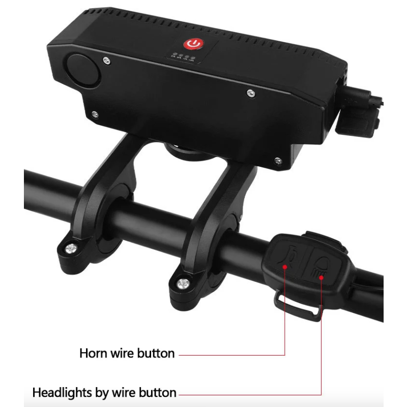 USB Rechargeable Bike Front Light with 120dB Cycling Horn Waterproof Design for Urban Commuters Cyclists