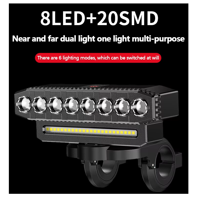 USB Rechargeable Bike Front Light with 120dB Cycling Horn Waterproof Design for Urban Commuters Cyclists