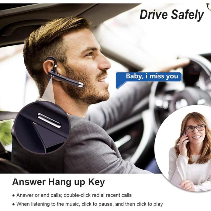 Wireless Headset Business Earpiece Built-in Mic Noise Cancelling Headphone 5.3 Handsfree Sports Earphone