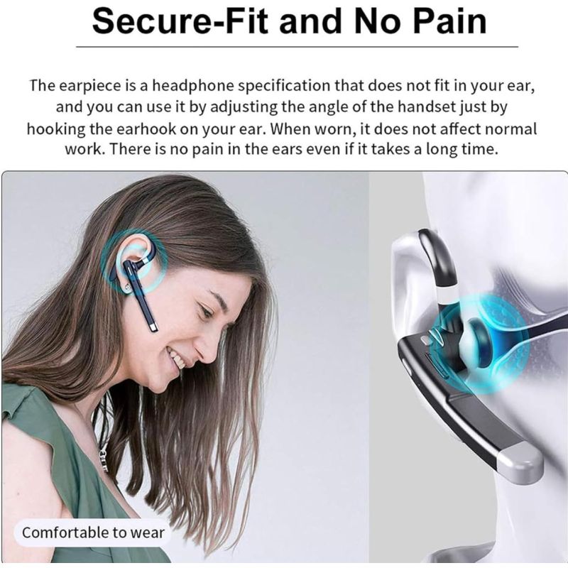 Wireless Headset Business Earpiece Built-in Mic Noise Cancelling Headphone 5.3 Handsfree Sports Earphone