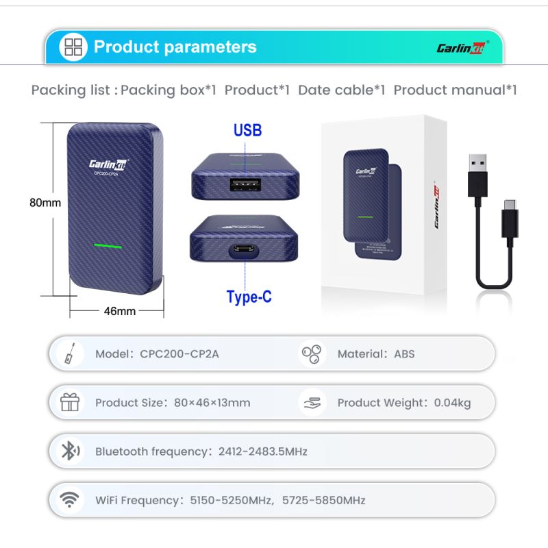 CarlinKit 4.0 Wireless CarPlay Box for Audi VW Porsche Kia Plug and Play Easy Setup Hands-Free Connectivity