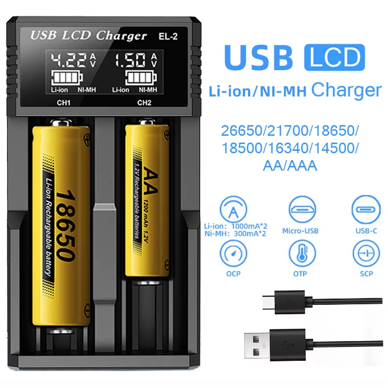 USB LCD Battery Smart Charger Efficient Charger for 18650 AA AAA Batteries with LCD Display Versatile and Portable