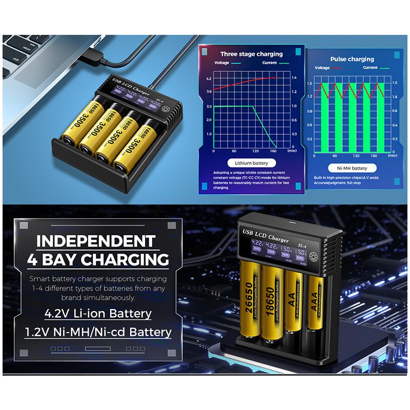 USB LCD Battery Smart Charger Efficient Charger for 18650 AA AAA Batteries with LCD Display Versatile and Portable