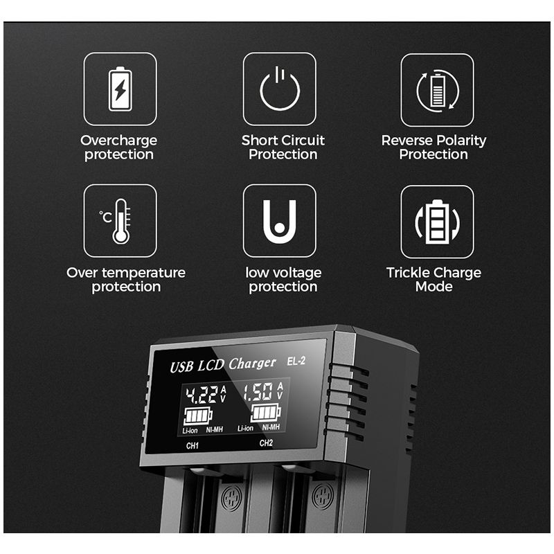 USB LCD Battery Smart Charger Efficient Charger for 18650 AA AAA Batteries with LCD Display Versatile and Portable