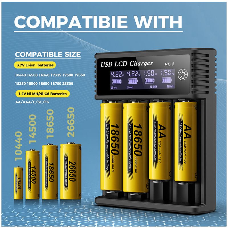 USB LCD Battery Smart Charger Efficient Charger for 18650 AA AAA Batteries with LCD Display Versatile and Portable