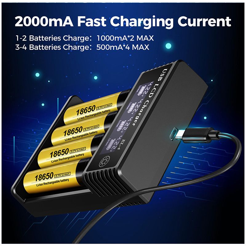 USB LCD Battery Smart Charger Efficient Charger for 18650 AA AAA Batteries with LCD Display Versatile and Portable